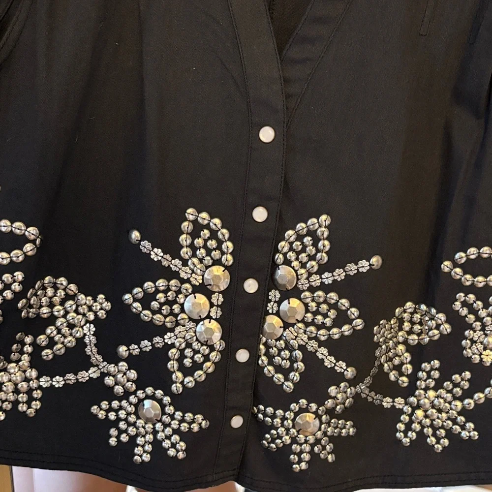 Free People Black Pearl Embellished Blouse - Picture 6 of 13